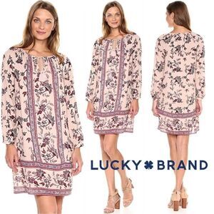 Lucky brand long sleeve boho floral dress size large